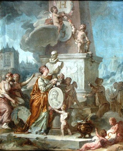 Scena allegorica intorno al Busto di Enrico IV e il medaglione ritratto della Contessa de Gramont da Nicolas Guy Brenet
